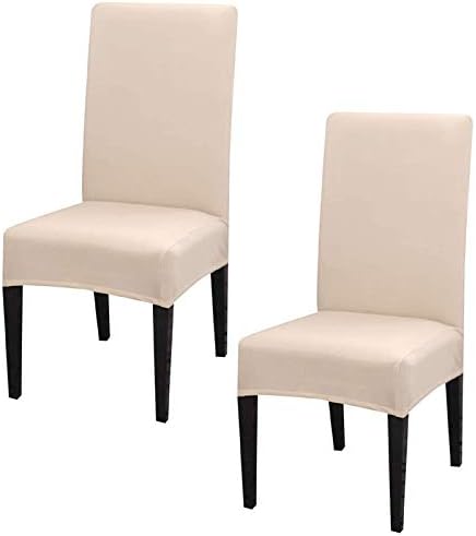 INMOZATA Dining Chair Covers Stretch Chair Slipcovers Protector Chair Covers for Dining Room Home Restaurant Party Wedding Ceremony Banquet Seat Cover, Removable &Washable (Cream, Set of 4)