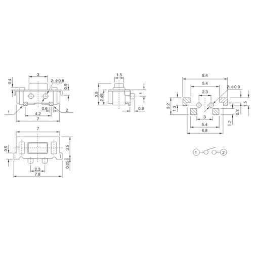 Micro interruptor momentáneo SMT con clic táctil de 3x6x3,5 mm para proyectos PCB 5