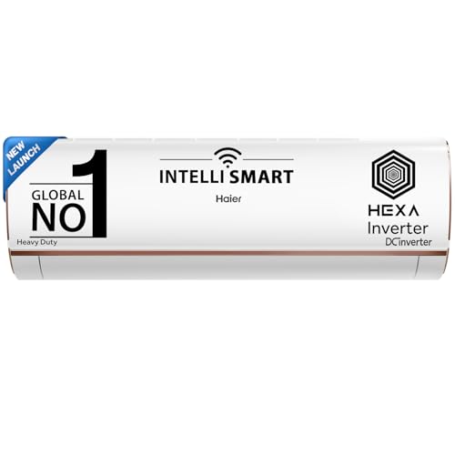 Image of Haier 1.6 Ton 5 Star Inverter Split AC (Copper, Convertible 7 in 1 Cooling Modes, Antibacterial Filter, HSU19K-PYFR5BE-INV, White)
