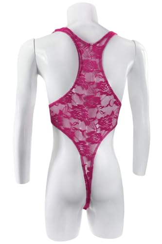 Men's Sexy Rose Lace High Cut Underwear One-Piece Undershirt Muscle Shirt Skinny Bodysuit Clubwear3