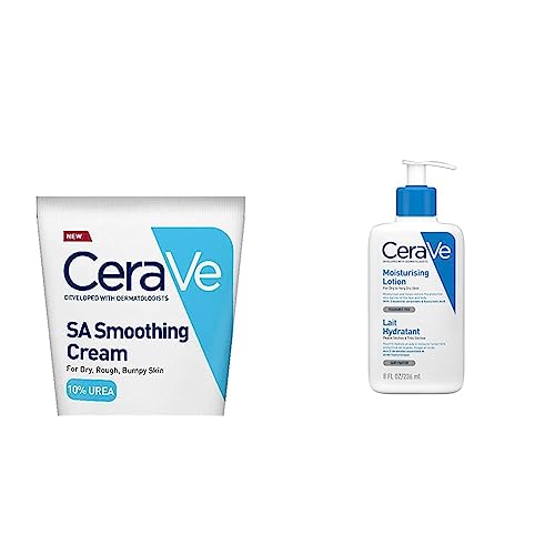 CeraVe SA Smoothing Cream for Rough and Bumpy Skin 177ml with Salicylic Acid and 3 Essential Ceramides & Moisturising Lotion, with hyaluronic acid and 3 essential ceramides (Packaging may vary) 236 ml