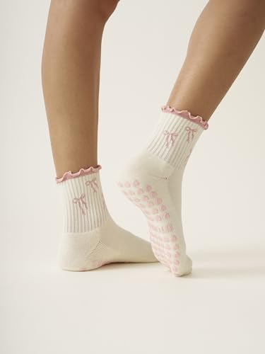 Image of Shapes Studio Half Calf Grip Socks, Cute Fruit Pilates Socks, Ruffle Socks, Non-Slip for Barre Yoga
