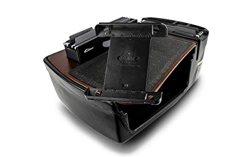 Image of AutoExec AE-FMEF-PI-TAB-21M Efficiency FileMaster Car Desk for Your Vehicle Workstation and Mobile Office, Mahogany with 400 watt Power Inverter and Tablet Mount | Vehicle Workstation and Mobile Office, 400 Watt Power Inverter, Tablet Mount