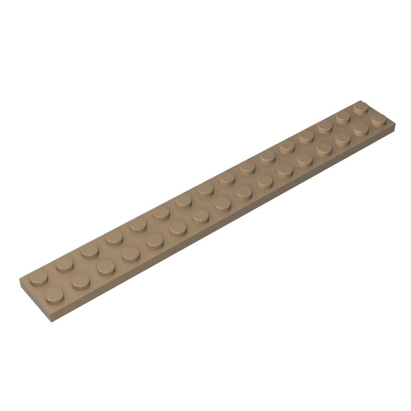 4282 Foundation Plate Plate 2x16 10 Pieces GDS-517 Compatible with Lego Building Blocks Color:Dark Tan โ image 1