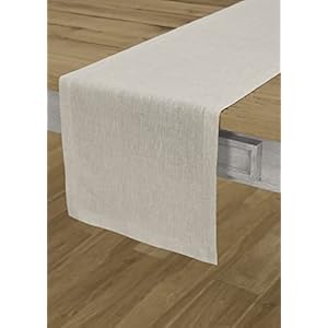 Solino Home Rustic Linen Table Runner – 14 x 48 Inch Light Natural – 100% Pure Linen Table Runner – Machine Washable and Handcrafted from European Flax – Athena
