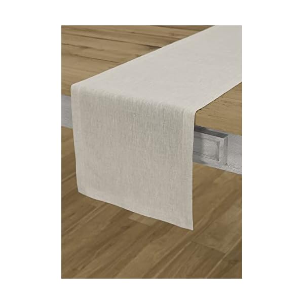 Solino Home 100% Pure Linen Table Runner – 14 x 96 Inch Table Runner for Fall, Halloween, Thanksgiving, Christmas – Athena, Handcrafted from European Flax and Machine Washable – Light Natural