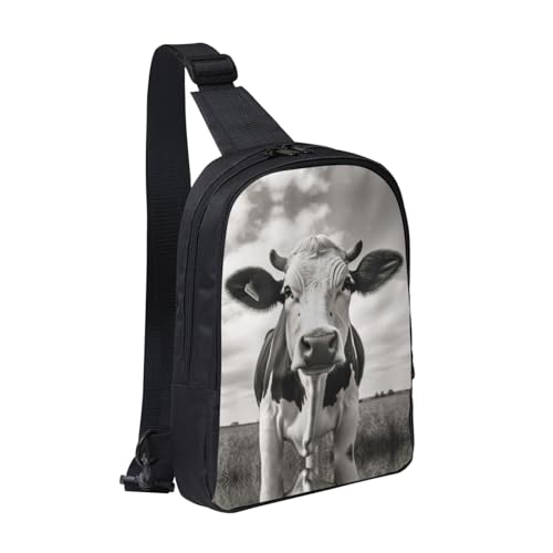 Tyang Cow In Black & White �N���X�{�f�B �`�F�X�g�o�b�O �y�� ���s �n�C�L���O �V�����_�[ �o�b�N�p�b�N �j�����p