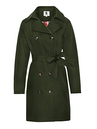 Saphirose Women's Water-Resistant Trench Coat Double-Breasted Long Peacoat With Removable Hood(Army Green Large) #TOP27