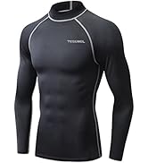 Tesuwel Mens Rash Guard Long Sleeve Swim Shirts for Men UPF 50+ UV Protection Compression Short S...