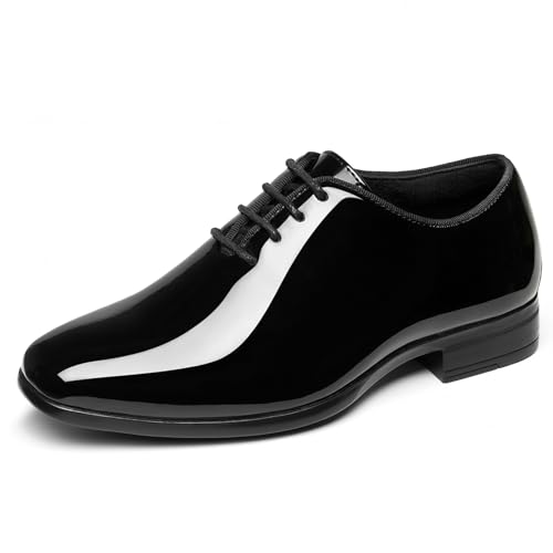 GINNI Boys Dress Shoes for Formal Church Wedding Big Kids Uniform Oxfords for School Graduation Comfortable Lace-Up Oxford Black Patent Leather Dress Oxford Shoes for Boy/Kid/Child Size 6B