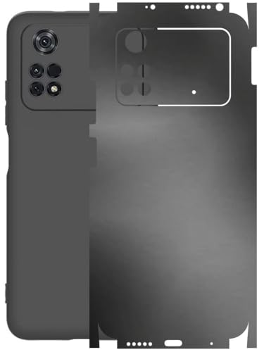 Image of AtOdds - Full Body Back Screen Guard Protector Film - Lamination Wrap Skin Sticker Compatible with Poco M4 PRO (4G) | Scratchproof Matte Finish (Metallic Grey)