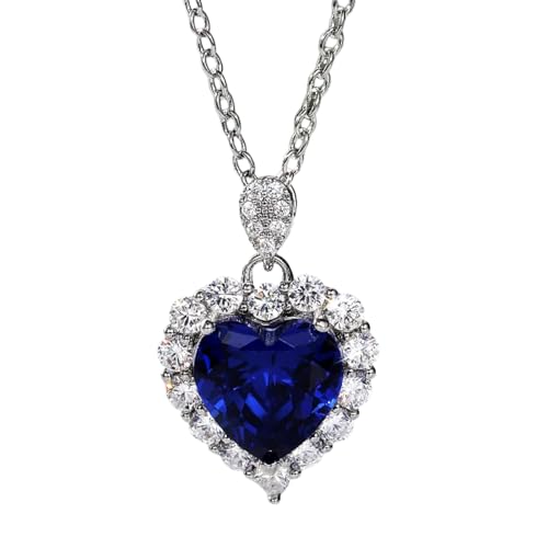 Collier de Coeur Bleu femme brillant pour accessoire de mode
