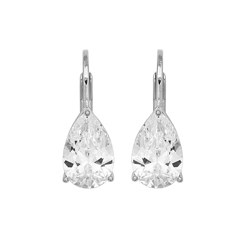 Amazon Essentials Sterling Silver or Gold Plated Sterling Silver Pear Cut Cubic Zirconia Leverback Earrings (previously Amazon Collection)2