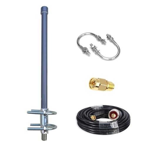 GTOMNI Meshtastic 915MHz Lora Antenna Fiberglass Antenna 915MHz with 16.4Ft Low Loss 3D-FB RG58 Cable for Helium Hotspot RAK Nebra Bobcat 300 Hotspot HNT Miner Heltec V3 RAK Meshtastic LORA Gateway