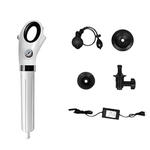 Elektrische toiletplunjer, hogedrukplunjer toilet elektrische luchtafvoer, afvoerontstopper pijpontclogger, elektrische luchtplunjer voor toilet, elektrische badkamer plunjer luchtpomp white