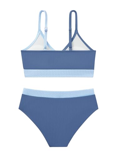 Girl's 2 Piece Swimsuit Solid Spaghetti Strap Bikini Sets Beach Bathing Suit Swimwear for Teen Girls2