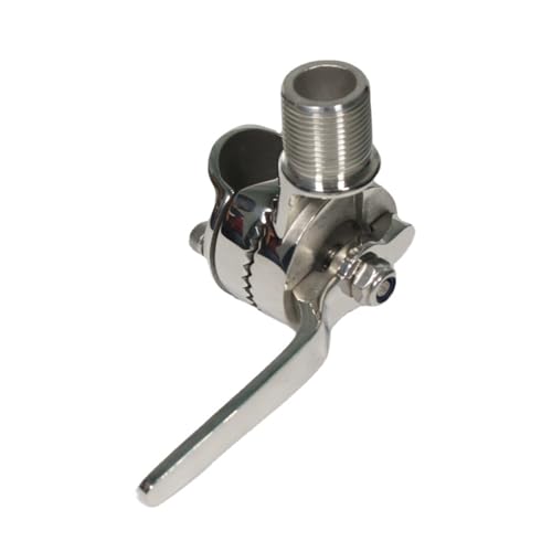 Image of Marine VHF Antenna Mounts, Ratchet Mount, 316 Stainless Steel Rail Mount Adjustable Antenna Base for Boat (Clamp-on Antenna), Silver