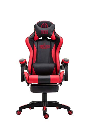 Poltrona Gaming con Poggiapiedi Ignite in Similpelle I Sedia Racing Ufficio con Cuscini Removibili, Colore:Nero/Rosso - Sedia gaming - Immagine 5