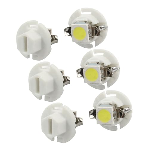 Partuto 6 Pcs B8.4D 5050 Universal Car LED Light Indicator Gauge Bulb - Plastic White