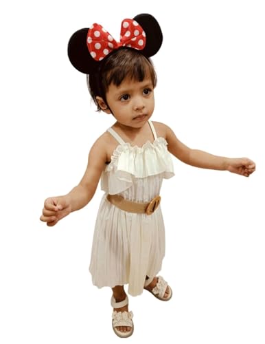 Image of BookMyCostume Black & Red Polka Dot Cartoon Style Headband for Girls | Fancy Dress Hair Accessory for Birthday Celebration Prop, School Event, Costume Theme