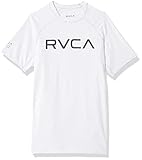 RVCA Boys' Short Sleeve Rashguard, Antique/White, M
