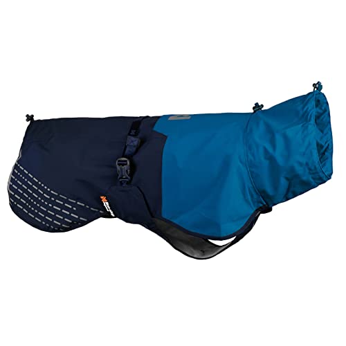 Non-stop dogwear Fjord Raincoat, wasserdichter Regenmantel für Hunde, verstellbar und atmungsaktiv mit Reflektstreifen, Leinenöffnungen und Beinschlaufen, Blau für mittlere Hunde (Blau, 50)