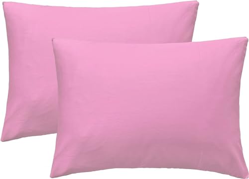 Image of Soft Pillow Covers 16 x 26 Inches - Egyptian Cotton 600 Thread Count Set of 2 Pillow Cover Set Envelope Closure Hotel Quality Pillowcase - Pink