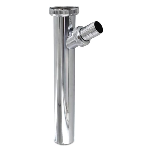 Schläfer 439004 | Prolunga Sifone per Lavabo Bagno e Cucina con Attacco per Lavatrice e Lavastoviglie, Materiale in Ottone, Misure 1 1/4 x Ø 32mm x 150 mm, Tubo Regolabile Universale con Cartella