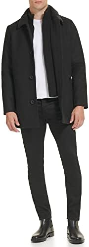 Kenneth Cole Men’s Wool Blend Quilted Lined Double Breasted Overcoat