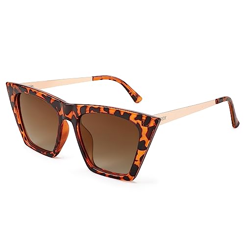 FEISEDY Vintage Square Polarized Cat Eye Sunglasses for Women Men Trendy Fashion Sunnies B2382