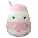 Squishmallows 14-Inch Strawberry Milk with Straw Plush - Add Amelie to Your Squad, Ultrasoft Stuffed Animal Large Plush Toy, Official Kelly Toy Plush