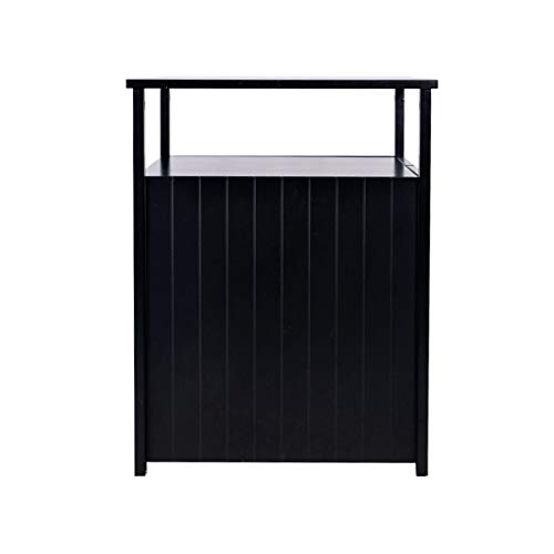 Good Life Double-Door Pet Crate Cat Washroom Hidden Cat Litter Box Enclosure Furniture Cat House Right Side Entrance with Table Home Nightstand Large Box Black Color