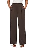 COPYLEAF Dress Pants Women Wide Leg Stretchy Work Pants High Waisted Business Casual Trousers Slacks with Pockets(Brown M)