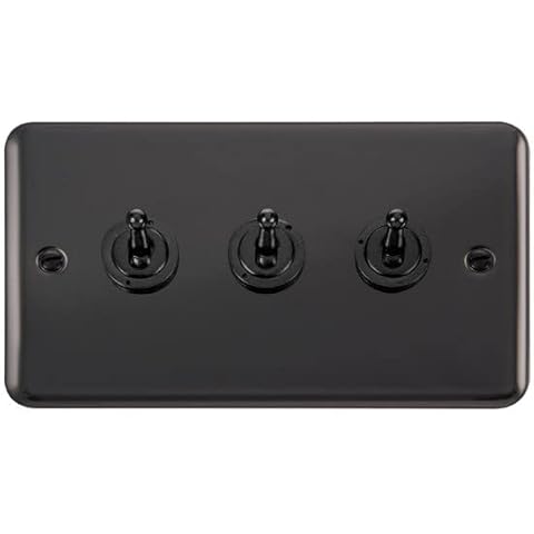 Click Deco Plus Black Nickel 3 Gang 10AX 2 Way Toggle Switch Cover