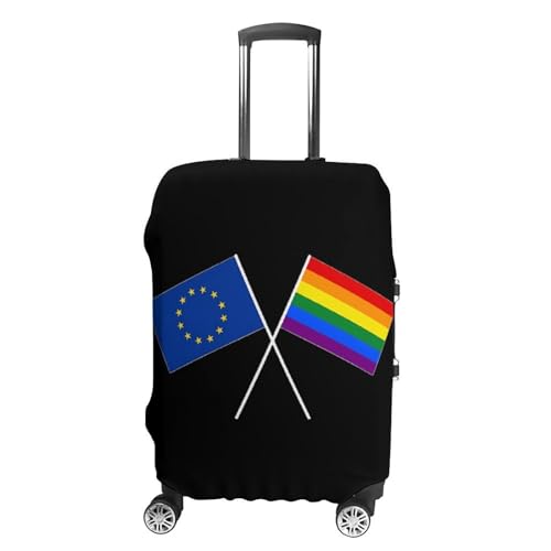 Europe EU Rainbow Flag Travel Luggage Cover for Suitcase 19-32 Inches Elastic Washable Baggage Protector