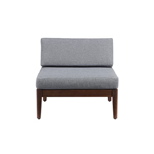 Linon Walnut Middle Grey Removable Upholstered Cushions For Outdoor Patio Tallahassee Chair, Walnut & Grey #TOP4