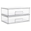 Vtopmart 12.1''W Clear Stackable Storage Drawers,2 Pack Acrylic Plastic Organizers Bins for Makeup Palettes, Cosmetics, and Beauty Supplies,Ideal for Vanity, Bathroom,Cabinet,Desk Organization