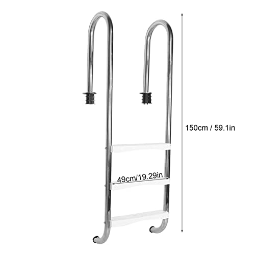 Escalera para piscina con 3 peldaños, acero inoxidable miniatura 4
