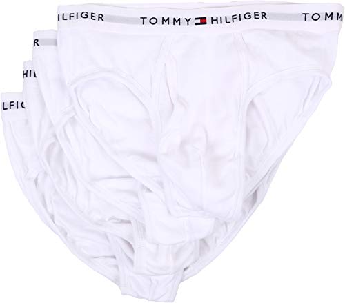 Tommy Hilfiger Men's 4-Pack Cotton Brief, White, Medium