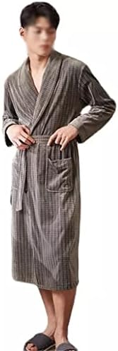 YHUA Fleece men’s bathrobes long flannel bathrobes winter and autumn plus size terry men’s warm robes Chinese kimono (Color : A, Size : L code)
