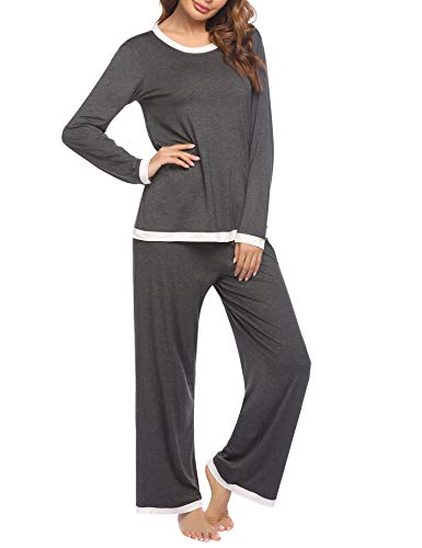 Ekouaer Womens Pajama Long Sleeve Sleepwear Two Piece Pajamas Set Soft Pj Lounge Sets S-XXL