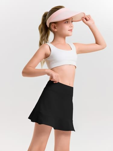 Haloumoning Girls Athletic Tennis Golf Skirts with Shorts Kids High Waist Ruffle A-line Skorts with Pockets 5-14 Years4