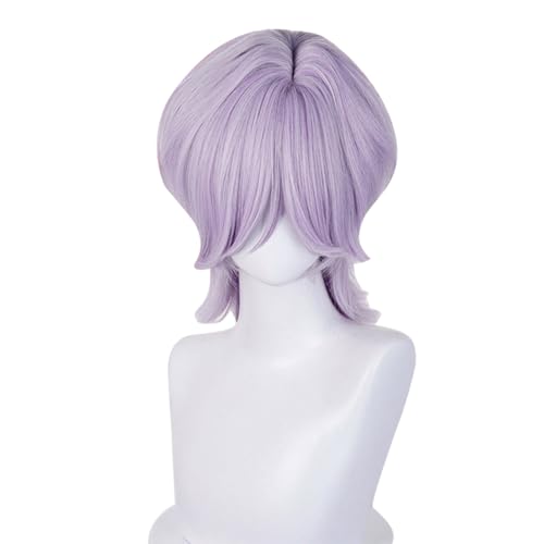 Boys Costume Cosplay Wig for Kids, Anime Pop Singers Cosplay Wigs, Boys Idol Costume Wig Halloween Accessory Hair for Men (Light Purple)