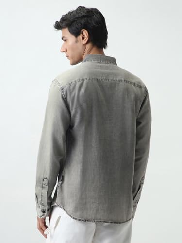 Image of Urbano Fashion Men's Regular Fit Full Sleeve Washed Denim Shirt