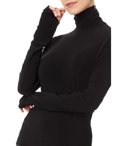 Norma Kamali womens Slim Fit Long Sleeve Turtle Top Short3