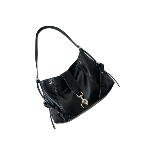 CAZSTYK Amplio bolso de hombro de piel sintética suave para las axilas para mujer, uso diario casual, bolso coreano, Black