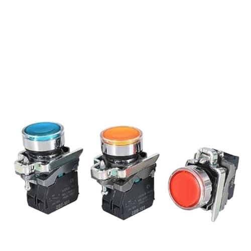 Interrupteur XB4 lumineux bleu 24V à bouton autobloquant avec contact 1NO