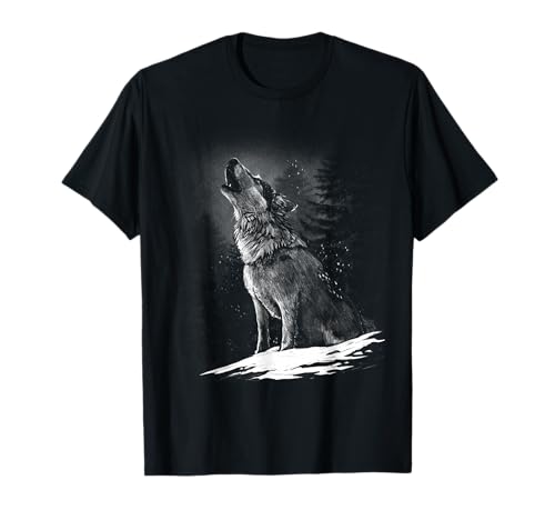 Heulender Wolf Motiv Damen Herren Kinder Mädchen Jungen T-Shirt