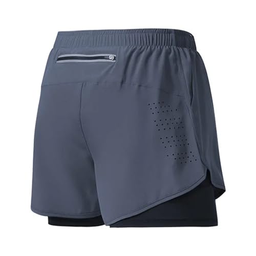 MDSIOKHJ Pantalon Deporte Pantalones Cortos de Gimnasio for Hombre, de Dos Niveles, for Entrenamiento, de Secado rápido, for Fitness, Deportivos, for Correr, for Hombre.(Gray,XXL)