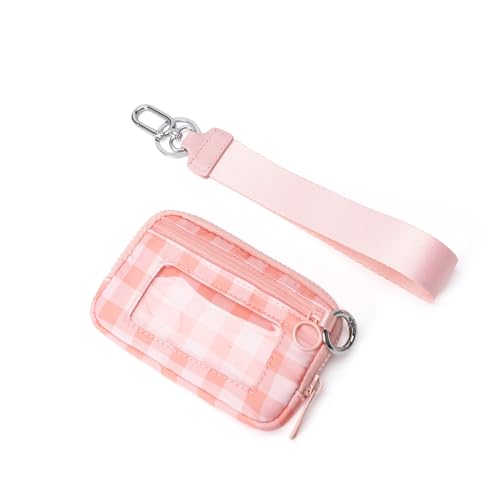 Vanity case portefeuille rose à motif écossais pour femme